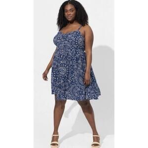 Torrid MINI RAYON SLUB LACEUP BACK FINFLARE DRESS New Size 2X 18-20 Pockets